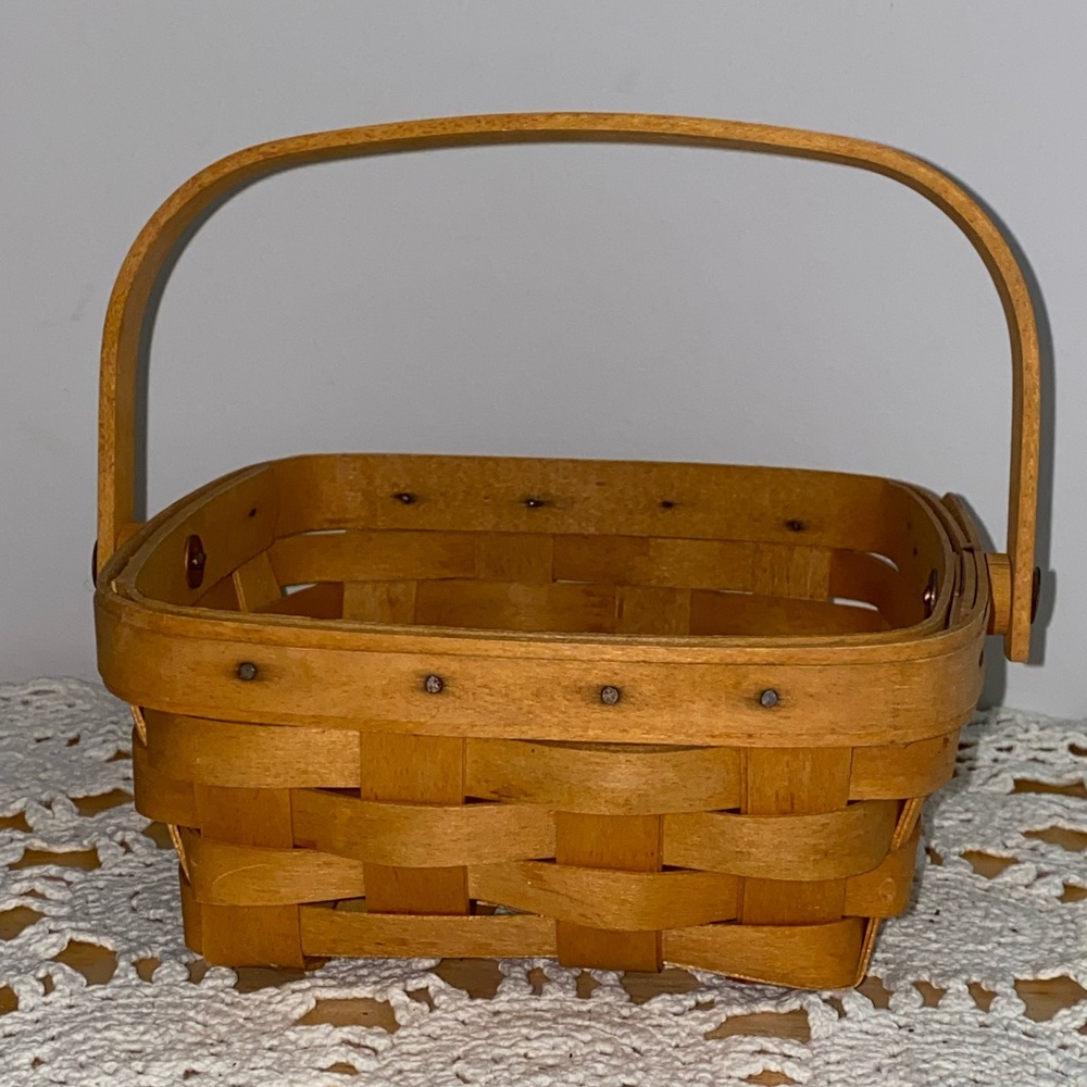 Longaberger Basket Small Square Handle 2000 Dresden Ohio USA Handwoven